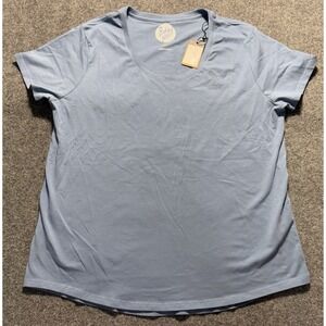 Rabbit Hole Distillery Mod Rabbit Scoop Neck T-Shirt Blue Womens XL NWT